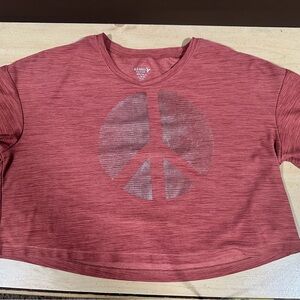 Old Navy Dusty Coral Peace Sign Crop Tee